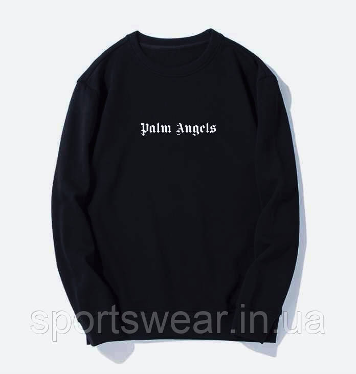 Світшот Чоловічий Palm Angels Logo чорний Толстовка Палм Анджелс Кофта Палм Енжелс Реглан Пальм Енджелз бавовна