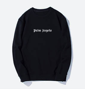 Світшот Чоловічий Palm Angels Logo чорний Толстовка Палм Анджелс Кофта Палм Енжелс Реглан Пальм Енджелз бавовна