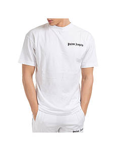 Футболка Palm Angels Little Logo чоловіча біла, чорна Вільна футболка Палм Енджелс бавовняна Палм Анджелс