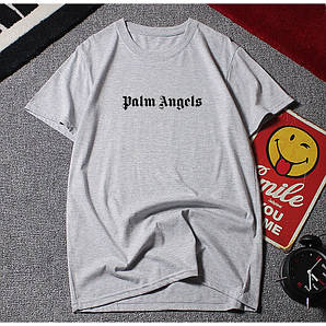 Сіра Футболка Palm Angels Base Logo Трикотажна хб, унісекс (чоловіча, жіноча, підліткова) Палм Анжелс