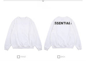 Белый свитшот Fear Of God Essentials Minimalist Logo, унисекс (мужское, женское, детское)