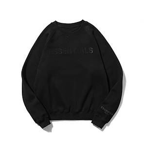 Черный свитшот Fear Of God Essentials Total Black Logo, унисекс (мужское, женское, детское)