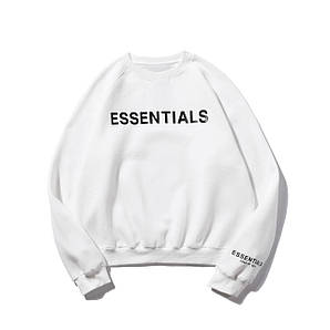 Белый свитшот Fear Of God Essentials Mod Logo, унисекс (мужское, женское, детское)