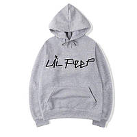 Серое худи Lil Peep Black Logo, унисекс