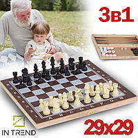 Шахматы на двоих Chess Set shahmati 3в1 набор шахматная доска с деревянным покрытием + шашки + нарды на