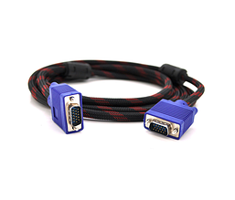 Кабель VGA 3 + 4, 1,5m, male to male (тато-тато), OD-8.2mm, 1 ферит, обплетення, круглий Black / Red