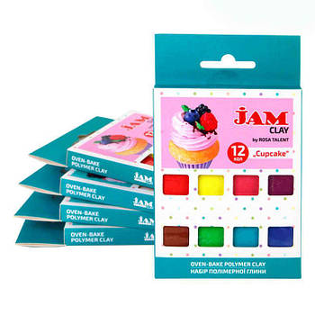 Глина полімерна Jam Clay набір 12шт по 20г Cup cake 5059010