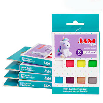 Глина полімерна Jam Clay набір 8шт по 20г Unicorn 5059009