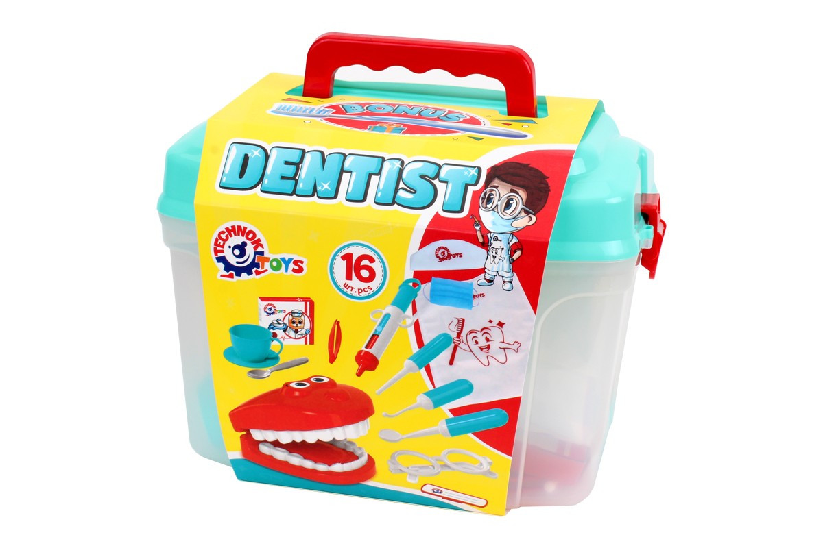 Набір стоматолога в саквояжі ТехноК 7365 великий лікар 16 предметів іграшка дитяча пластикова розвиваюча для дітей