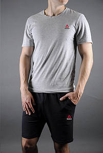 Чоловічий комплект футболка + шорти Reebok чорного і сірого кольору "" В стилі Reebok ""