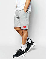 Шорты мужские New Balance Беленс с логотипом серые Легкие Капри Нью Баланс Бриджи парню на лето с карманами