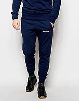 Мужские спортивные штаны Reebok | Рибок синие лого+имя