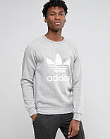 Свитшот Adidas Sweatshirt серый. Кофта мужская спортивная с эмблемой Адидас. Толстовка трикотажная х\б, Пайта