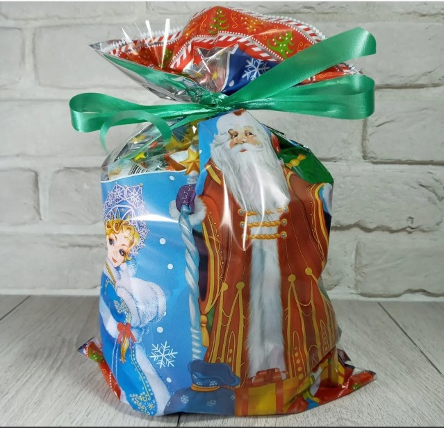 Новорічні пакети для цукерок і подарунків (25*40) Дід Мороз і Снігуронька, 100 шт\пач, фото 1