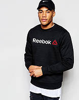 Свитшот чёрный REEBOK Батник мужской, Спортивная Кофта, Толстовка с логотипом Рибок, Свитер Пуловер мужской