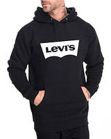 Худи Levis Спортивная Кофта с капюшоном Левайс, Мужская толстовка Кенгурушка черная, принт Левис с карманом