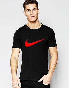 Чоловіча спортивна Футболка чорна Nike з принтом Найк Стильний чоловічий одяг для спорту, дому