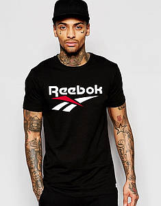 Чоловіча чорна футболка Reebok(з білим принтом) "" В стилі Reebok ""