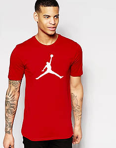 Чоловіча червона футболка Jordan спортивна, Трикотажна футболка з логотипом Джордан бавовна 100% прямого крою