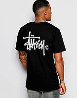 Мужская черная футболка Stussy logo