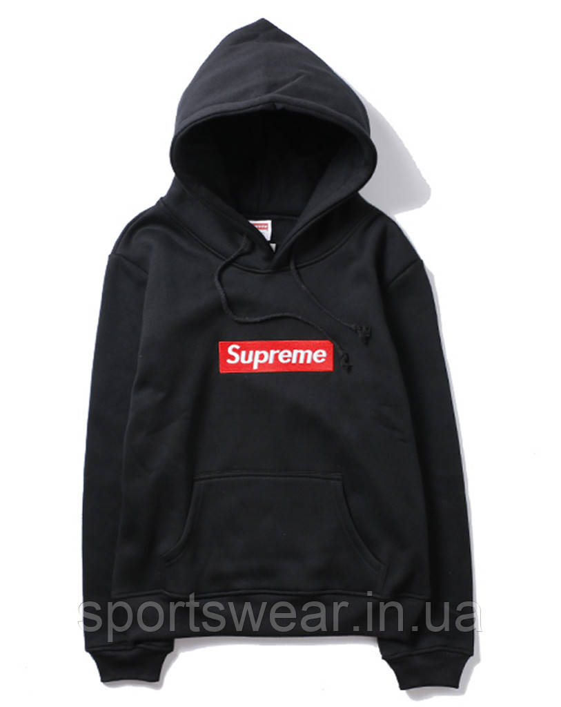 Худи Суприм женское HOODIE Supreme Кофта с капюшоном спортивная черная Кенгуру с принтом Супрем Пайта Сьюприм - фото 5 - id-p1313237667