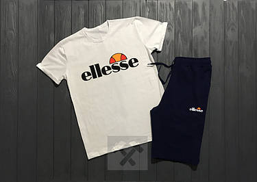 Чоловічий комплект футболка + шорти ellesse білого і синього кольору "" В стилі Ellesse ""