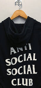 Худі Anti social social club (A. S. S. C) чорне з білим логотипом, унісекс (чоловіче, жіноче, дитяче)