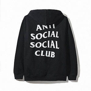 Худі Anti social social club (A. S. S. C) / Viceland чорне з логотипом, унісекс (чоловіче, жіноче, дитяче)