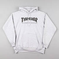 Худі Thrasher сіре з логотипом, унісекс (чоловіче, жіноче, дитяче)