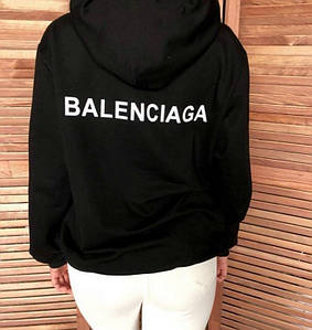 Худі Balenciaga 2019 minimal чорне з логотипом, унісекс (чоловіче, жіноче, дитяче)