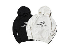 ﻿Худі Balenciaga чорне, біле Кофта з капюшоном чоловіча жіноча Кенгуру з логотипом Баленсиага Літнє \ Зимове