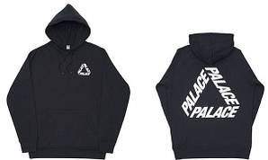 Худі Palace Hoodie чорне з білим логотипом Пелас, Толстовка Палас з капюшоном, Кенгуру Пелас, Кофта Паласе