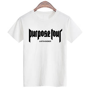 Футболка Purpose The World Tour біла з логотипом чоловіча, жіноча, дитяча "" В стилі Purpose World Tour ""