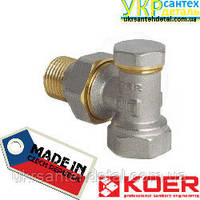 Кран радіаторний кутовий нижній Koer (Чехія)