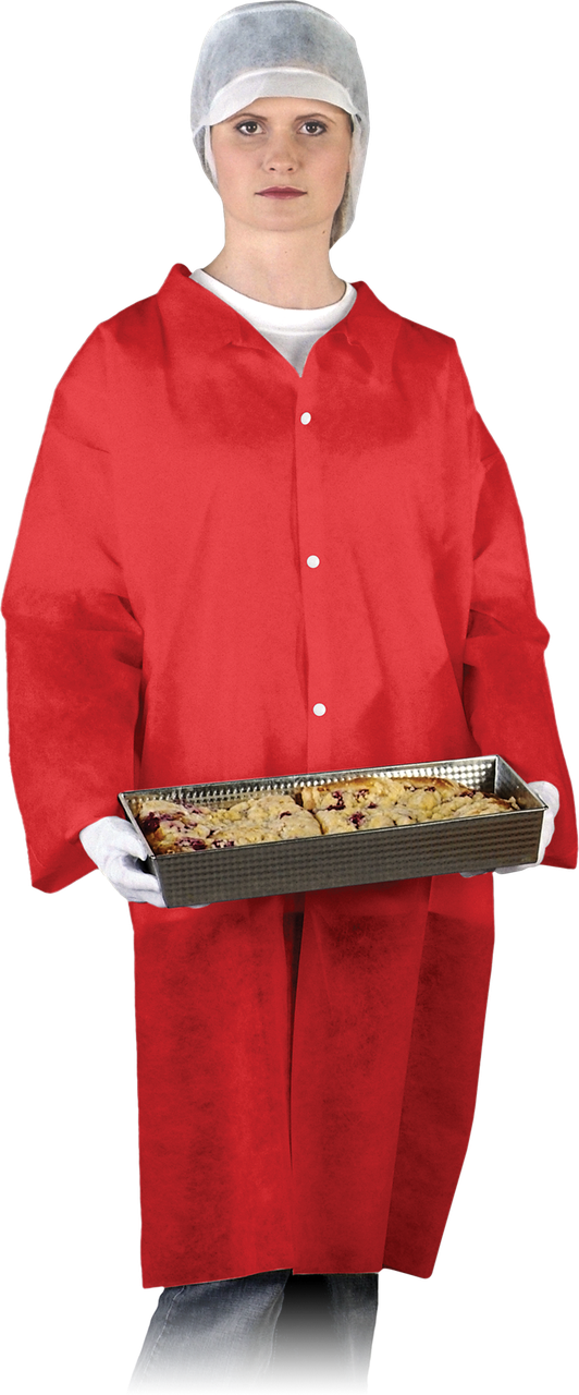 Захисний халат з поліпропілену на кнопках Reis (FLAB) червоний, фото 1