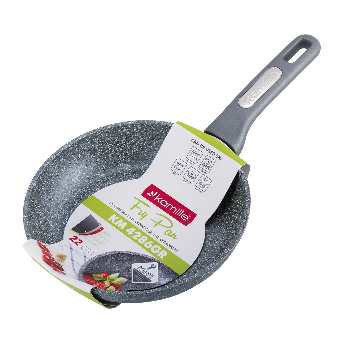 Сковорода Kamille 22см з гранітним покриттям із алюмінію KM-4286GR