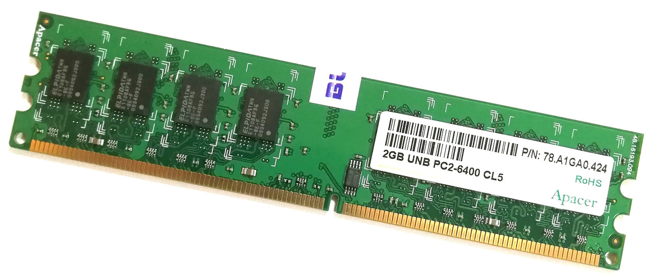 Оперативна пам'ять Apacer (Elpida) DDR2 2Gb 800MHz PC2-6400U 2R8 CL5 (78.A1GA0.424) Б/В