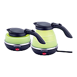 Чайник складаний електричний силіконовий 0,5 л., зелений з чорним KM-1723, фото 2