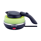 Чайник складаний електричний силіконовий 0,5 л., зелений з чорним KM-1723, фото 3