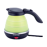 Чайник складаний електричний силіконовий 0,5 л., зелений з чорним KM-1723, фото 4