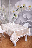 Скатертина на святковий стіл 3D 140-180 Святкова Рози та візерунки, фото 3