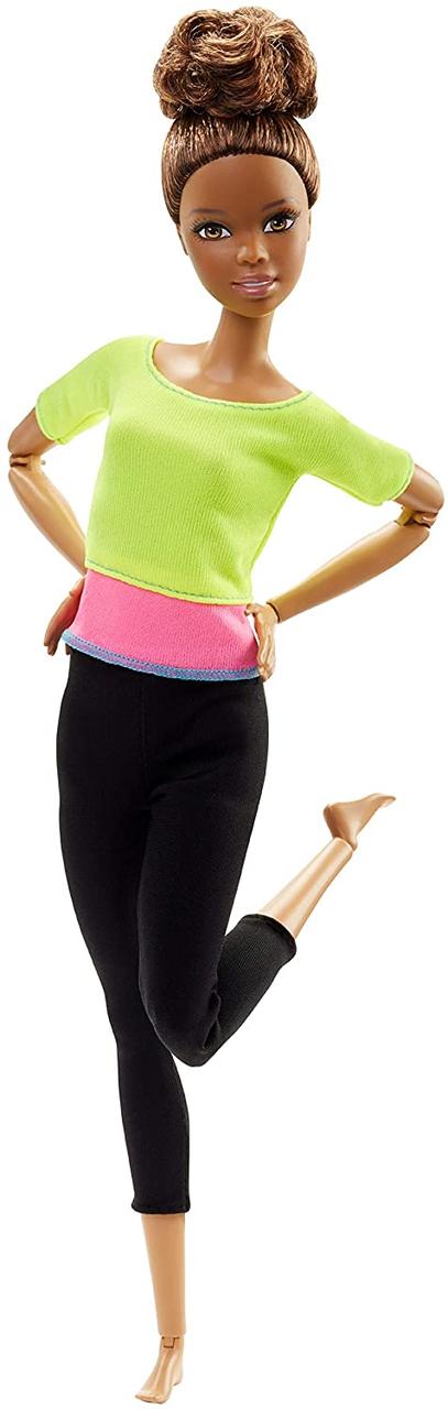 Лялька Барбі йога афроамериканка безмежні руху жовтий топ Barbie Made to Move Doll Dark Hair FTG83