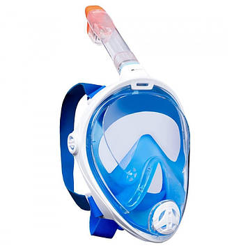 Інноваційна маска для снорклінга підводного плавання Easybreath блакитна
