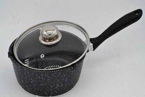 Ківш з кришкою мармурове покриття Benson BN-303 (1.4 л) | сотейник | кухлик Бенсон | набір посуду