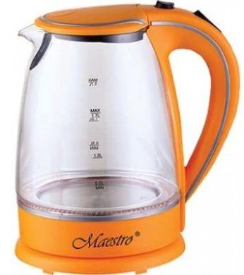 Скляний чайник Maestro MR-064 (1.7 л, 2000 Вт, підсвітка) | електричний чайник Маестро помаранчевий