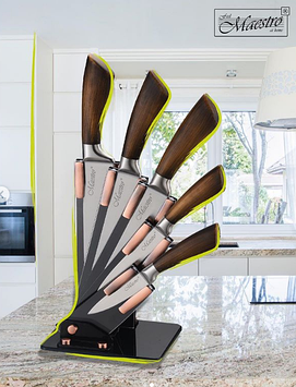 Набір Ножів з нержавіючої сталі на підставці Maestro MR-1414 (6 предм.) | кухонний ніж Маестро | Ножі Маестро