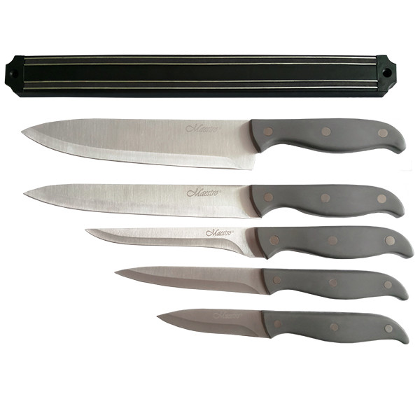 Набір Ножів з нержавіючої сталі на магнітній стрічці Maestro MR-1428 (6 пр) | ніж Маестро | Ножі Маестро