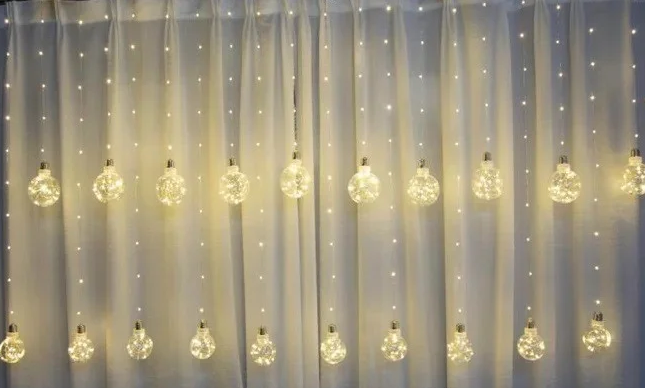 Гірлянда штора лампи Едісона 200LED 10 кульок по 8 см ширина 3м Теплий білий | Ретро гірлянда RD-9014