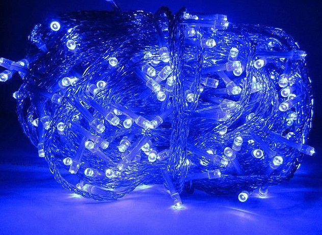 Гірлянда діод 300LED Синій Білий провід RD-9033 | Новорічна світлодіодна бахрома