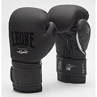 Кожаные боксерские перчатки Leone Mono Black 10 унций черный